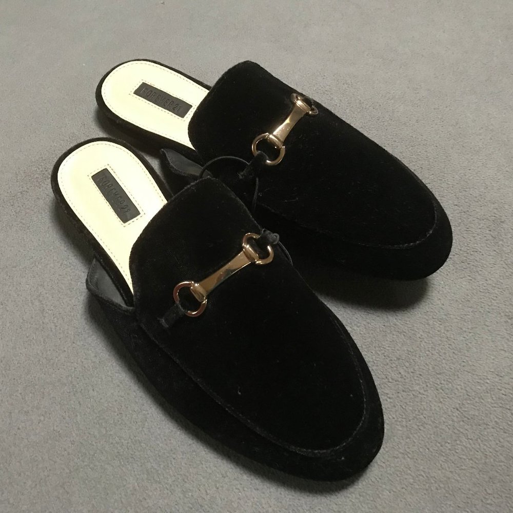 Black velveteen scuffs